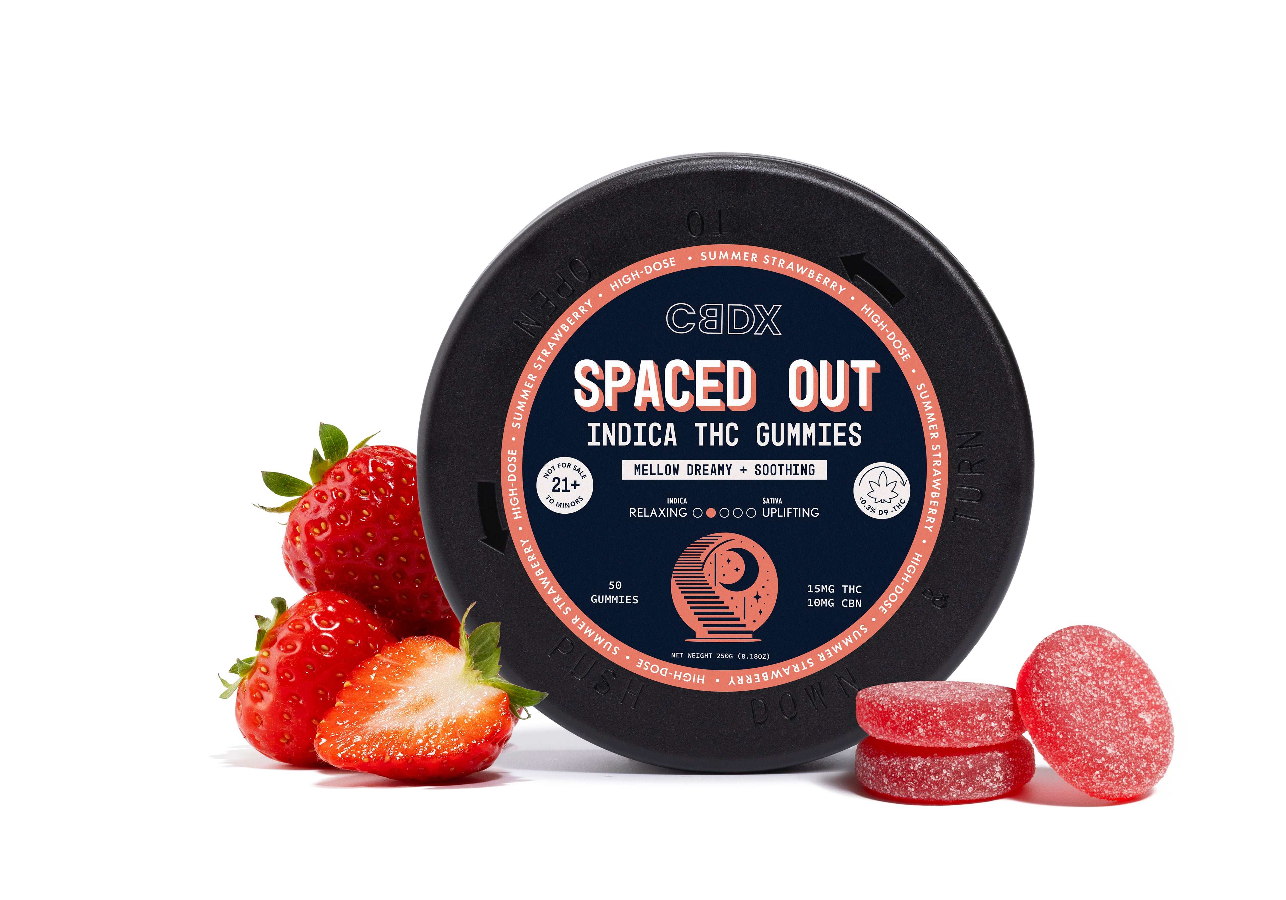 Spaced Out - Indica THC Edibles | Cane Sugar Indica Gummies | CBDX