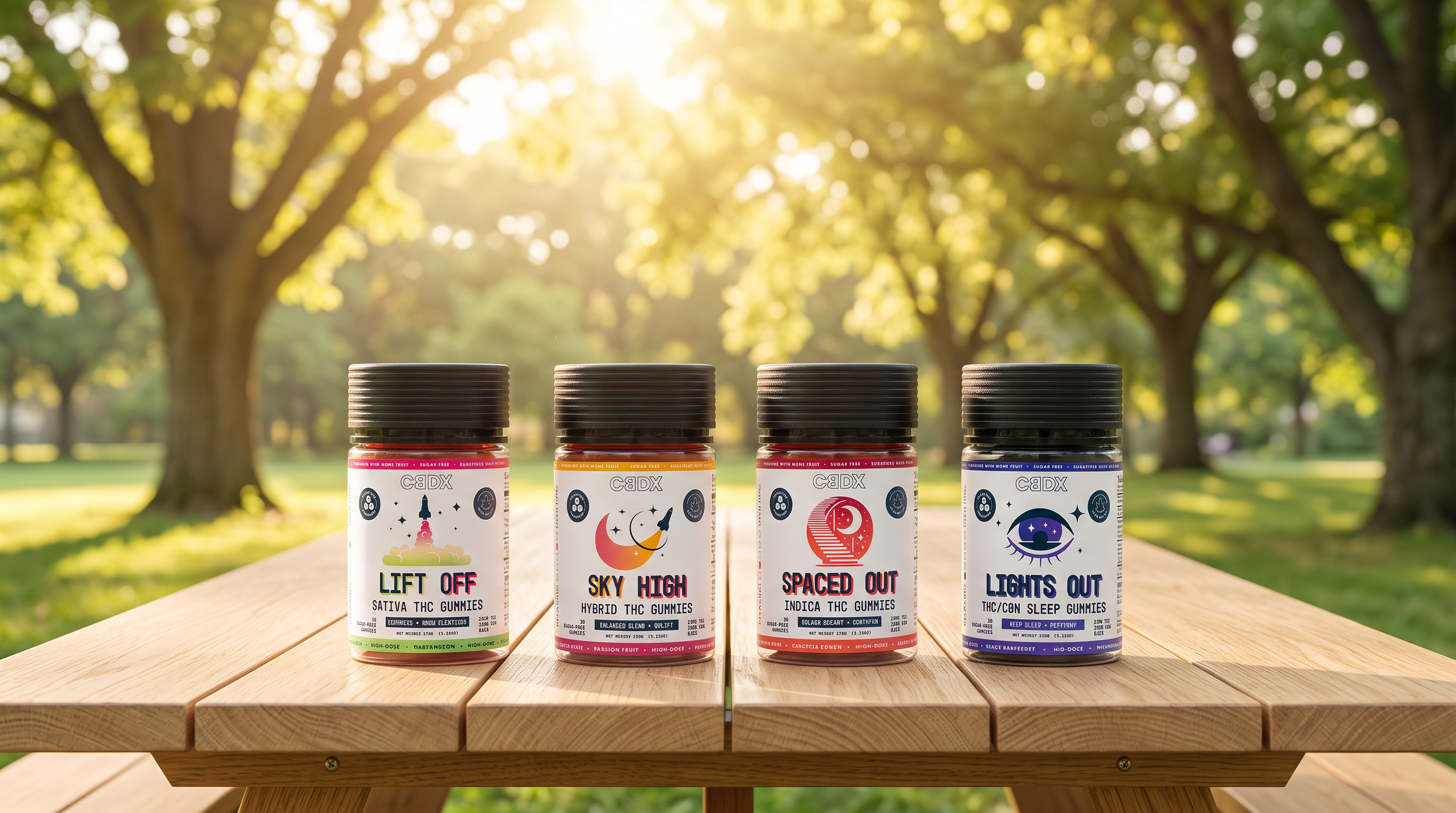 CBDX sugar-free THC gummies with fresh monk fruit and natural ingredients representing premium cannabis edibles made without added sugar.