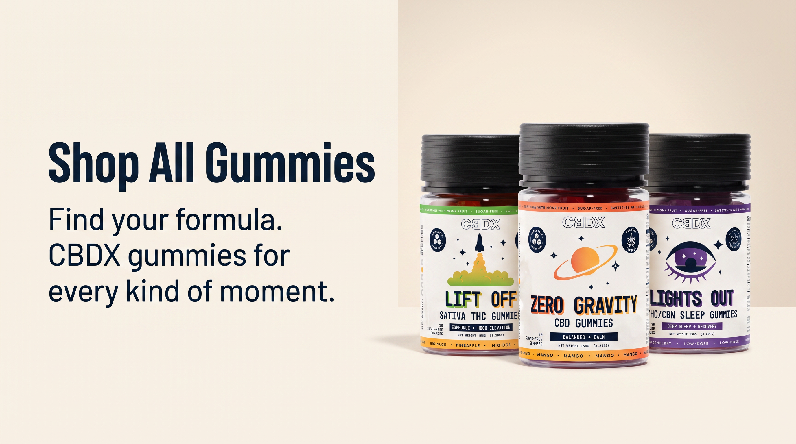 Premium THC Gummies - Cane Sugar & Sugar-Free - CBDX.com