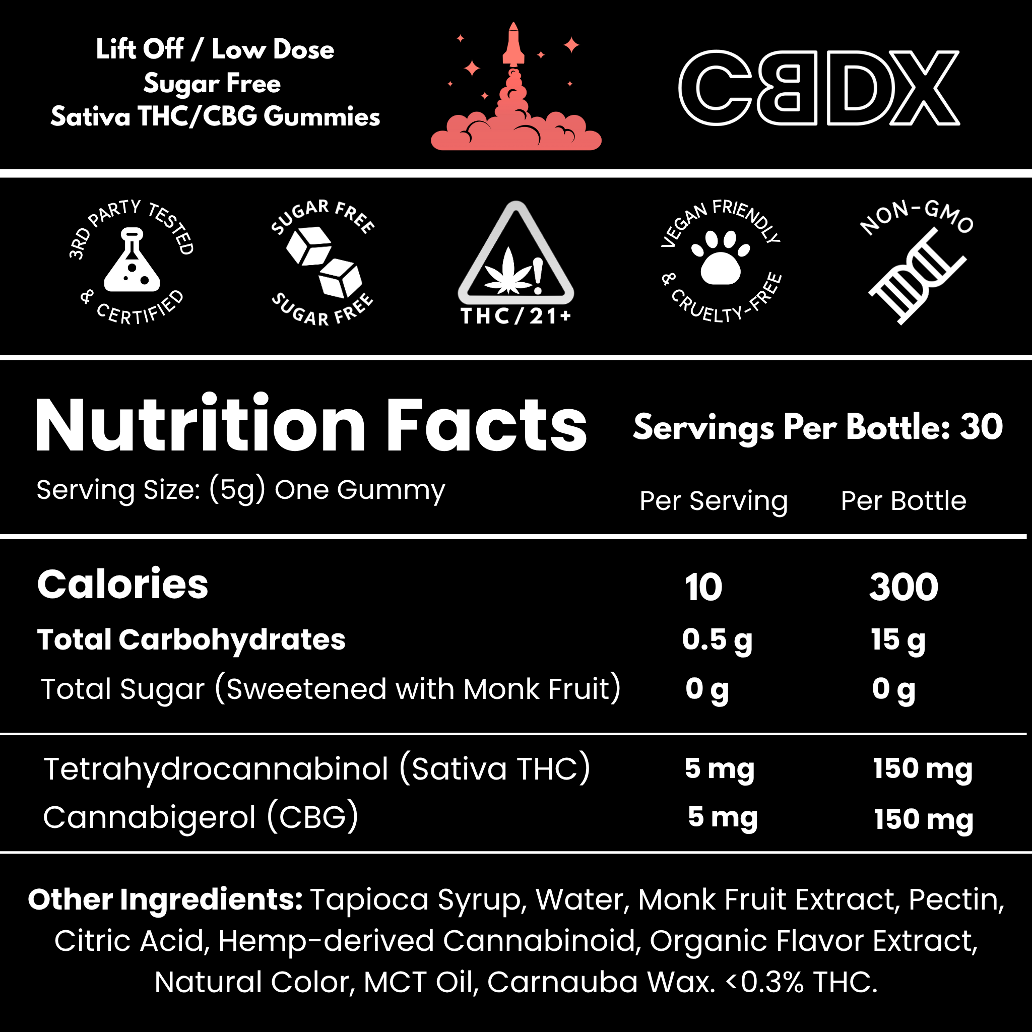Lift Off - Sugar Free Sativa THC Gummies