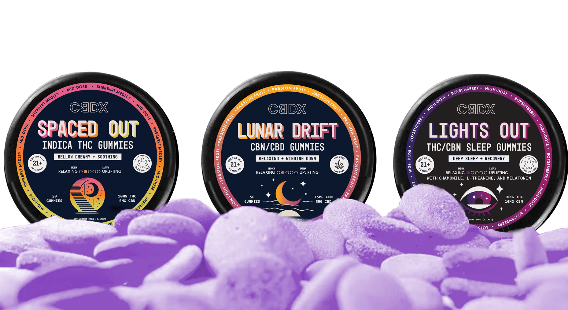 Sugar CBN THC gummies CBDX