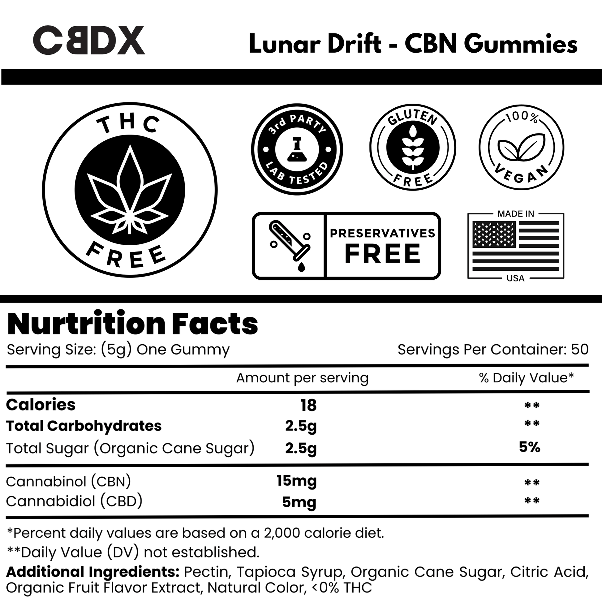 Lunar Drift - CBN Gummies 50x - CBDX.com