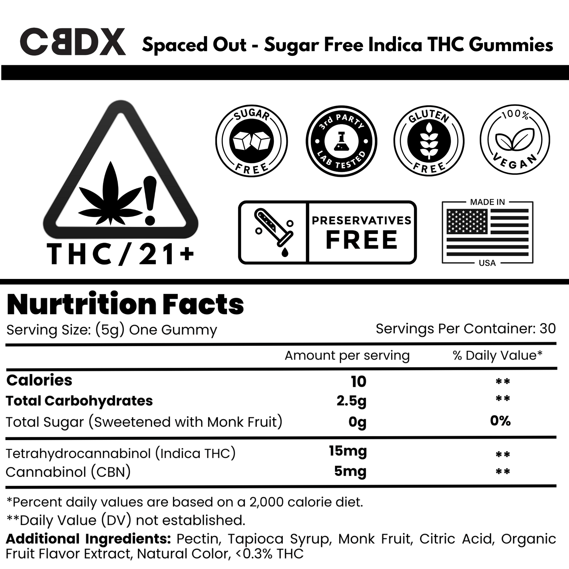 Spaced Out - Indica THC Gummies 30x Sugar - Free - CBDX.com