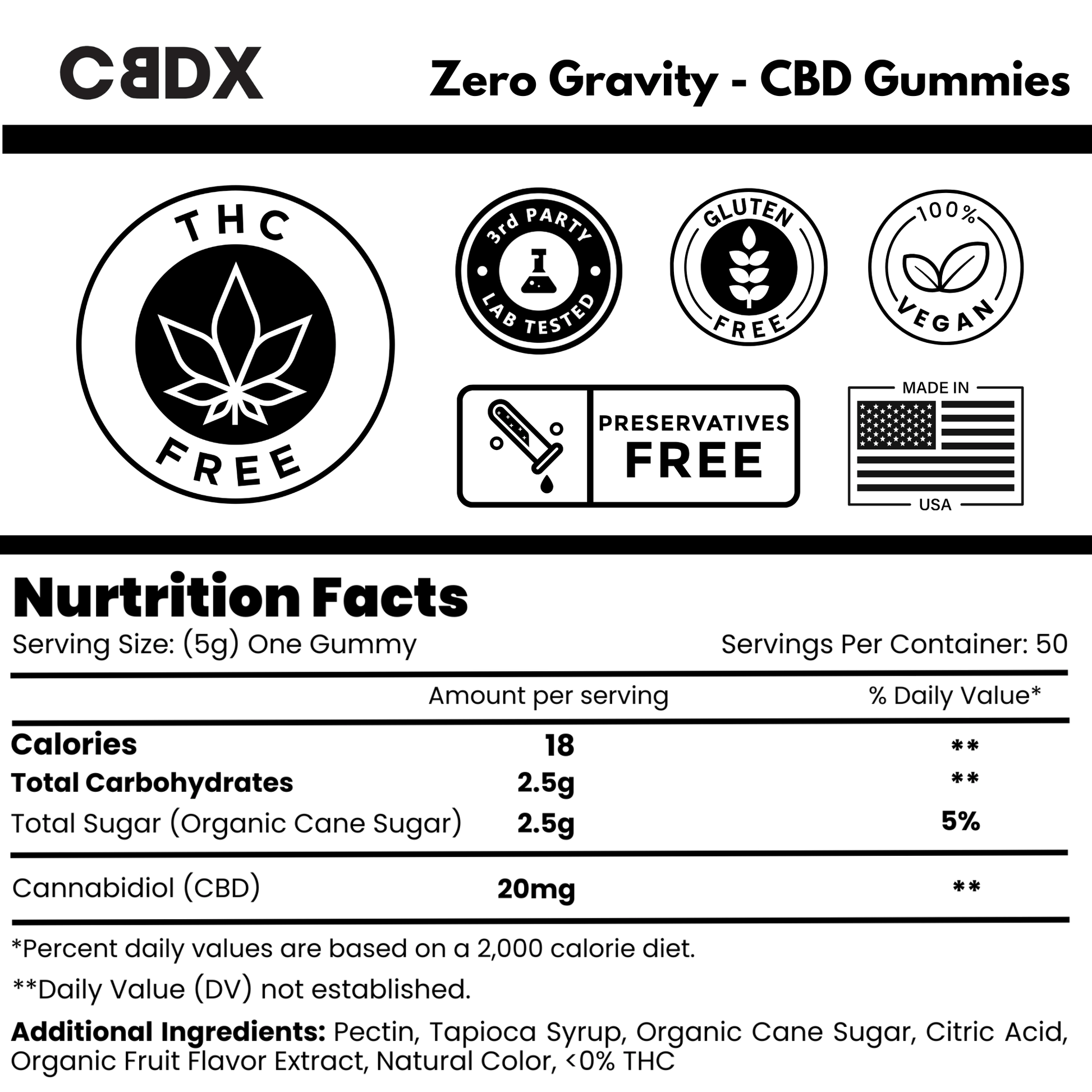 Zero Gravity - CBD Gummies 50x - CBDX.com